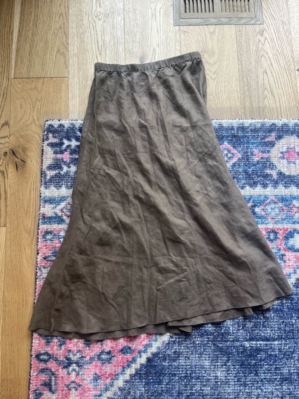Habitat 100% Linen Chocolate Brown A-Line Maxi Skirt